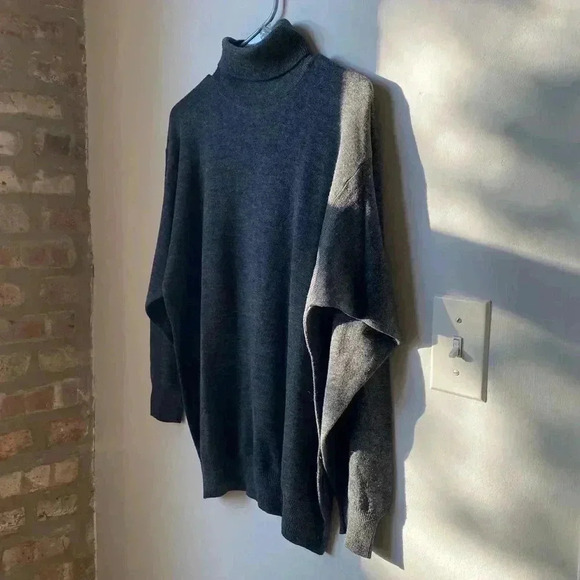 Gray Wool-Blend Turtleneck Cowl Sweater, Made in Italy, Fits Women’s M - Picture 2 of 9